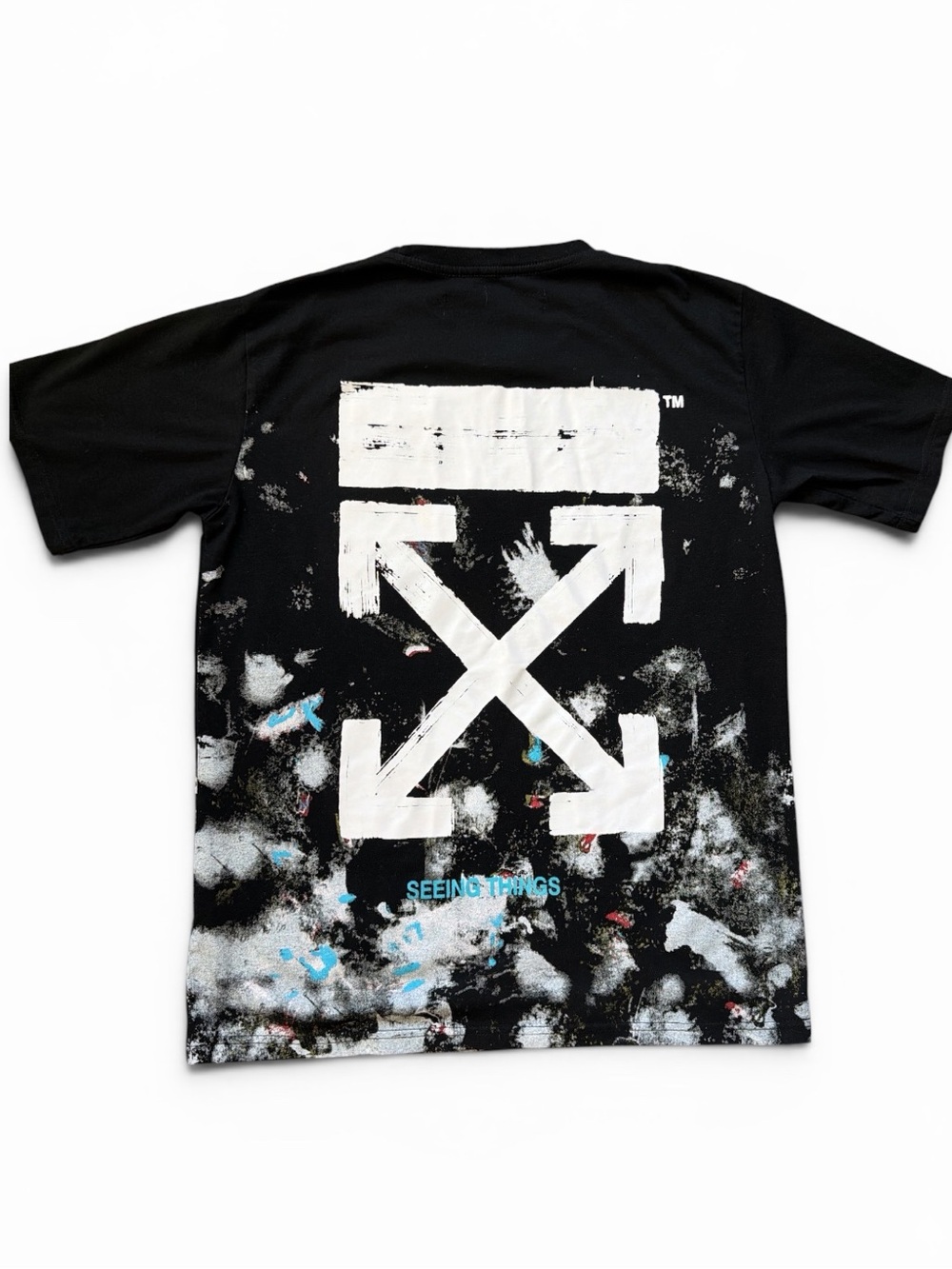 Off-White Black Graphic Arrow Paint-Splash Tee